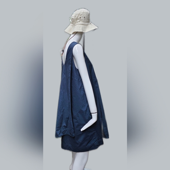 COS Sleeveless Cotton Dark Blue Dress, Small - Picture 2 of 10